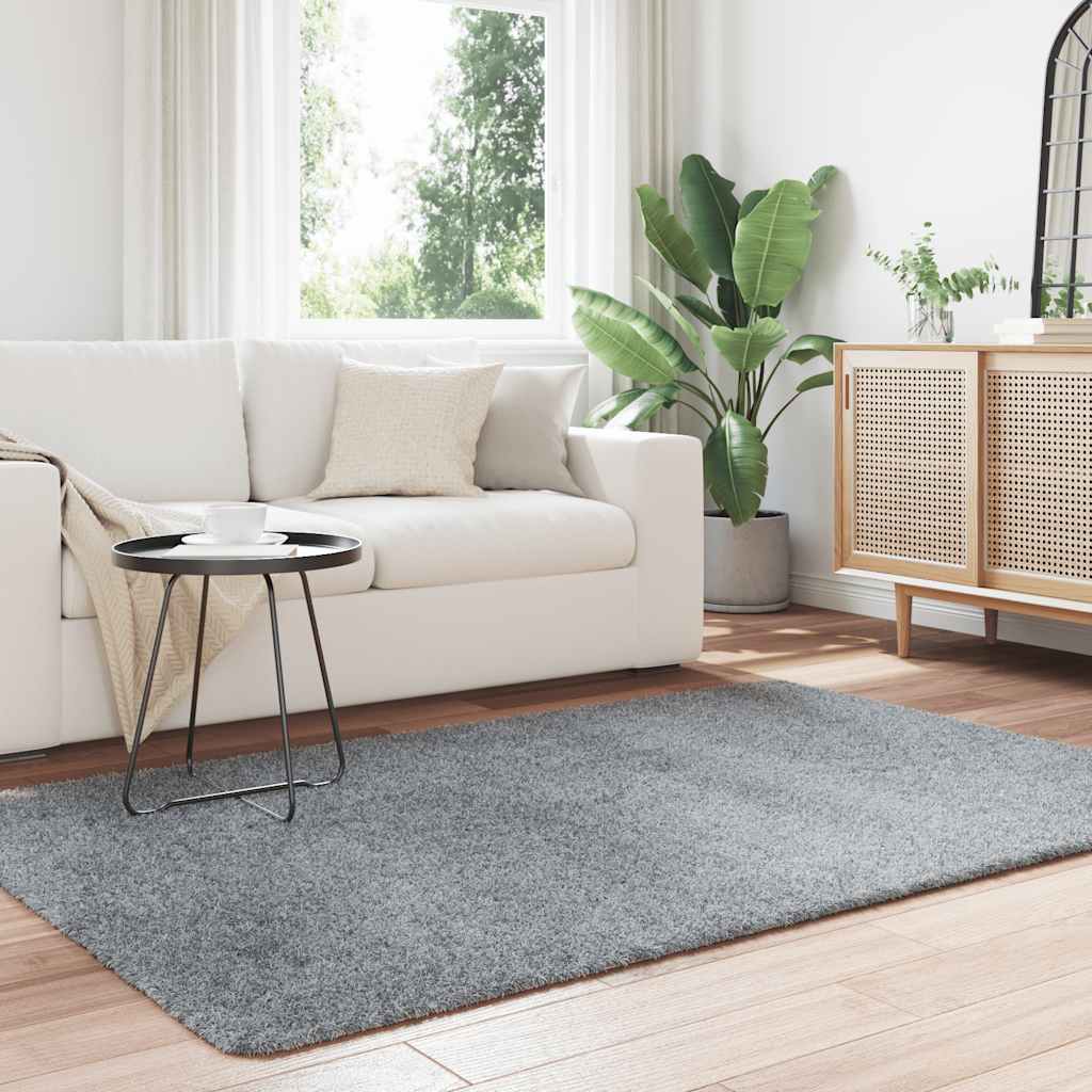 vidaXL Hoogpolig vloerkleed NAVARRA 130x200 cm polyester zilvergrijs afbeelding