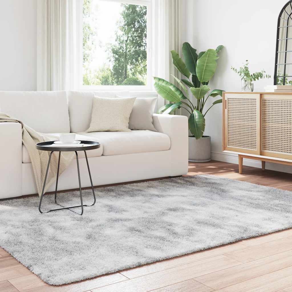 vidaXL Hoogpolig vloerkleed NAVARRA 160x230 cm polyester lichtgrijs afbeelding