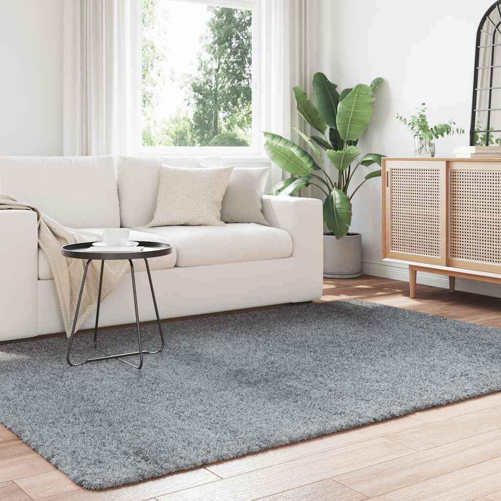 vidaXL Hoogpolig vloerkleed NAVARRA 160x230 cm polyester zilvergrijs afbeelding
