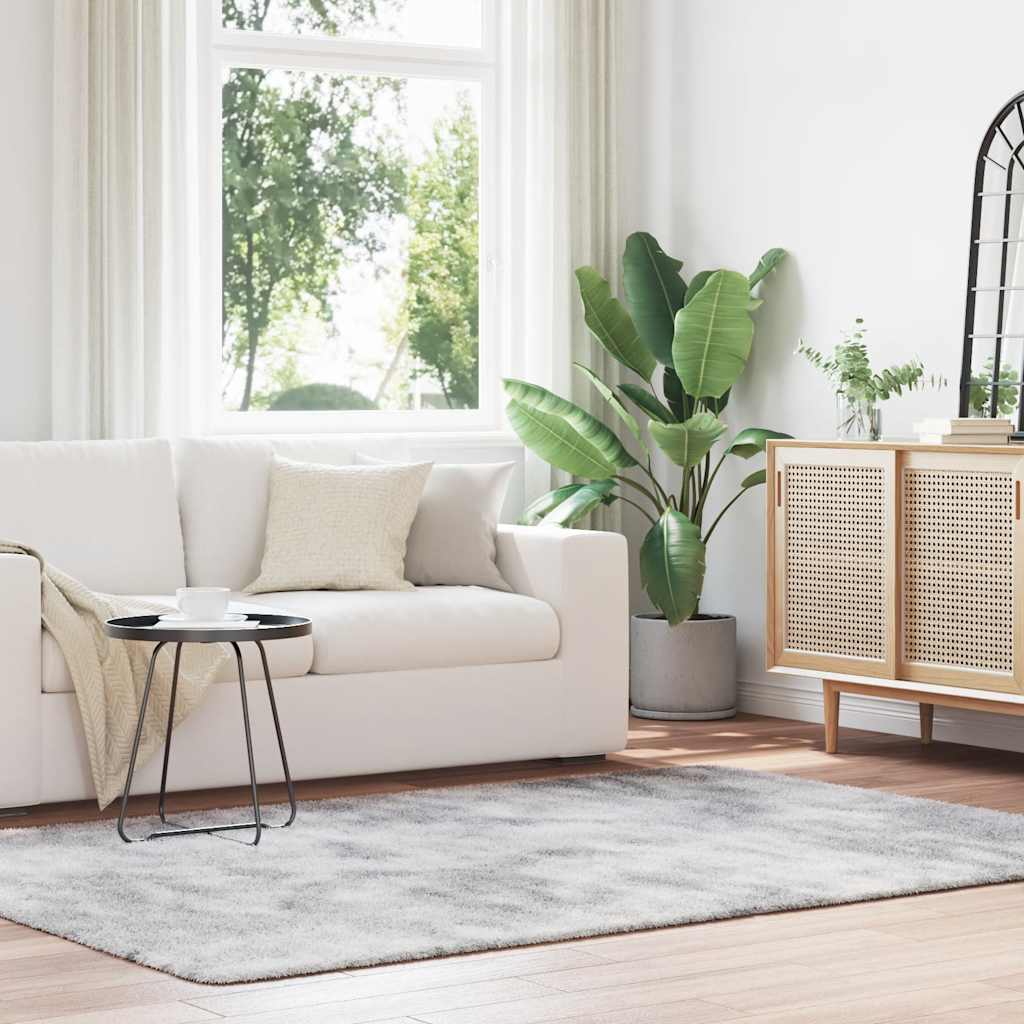 vidaXL Teppich Shaggy Hochflor NAVARRA Silbergrau 160x230 cm Polyester