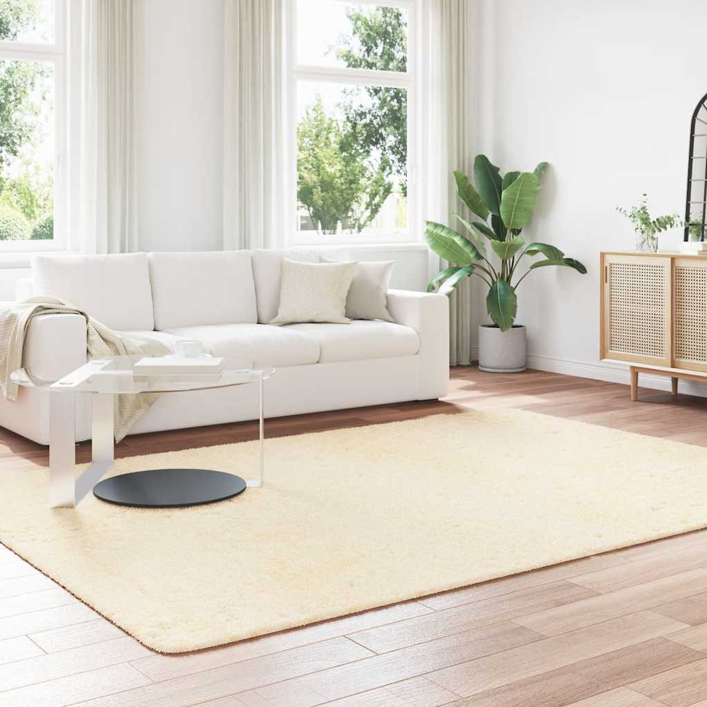 vidaXL Hoogpolig vloerkleed NAVARRA 200x290 cm polyester crèmekleurig afbeelding