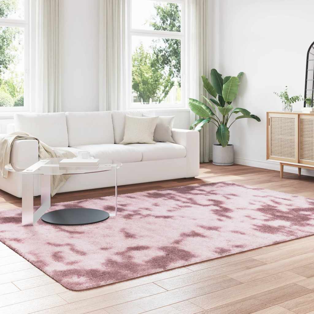 vidaXL Vloerkleed hoogpolig 200x290 cm polyester hoogpolig roze