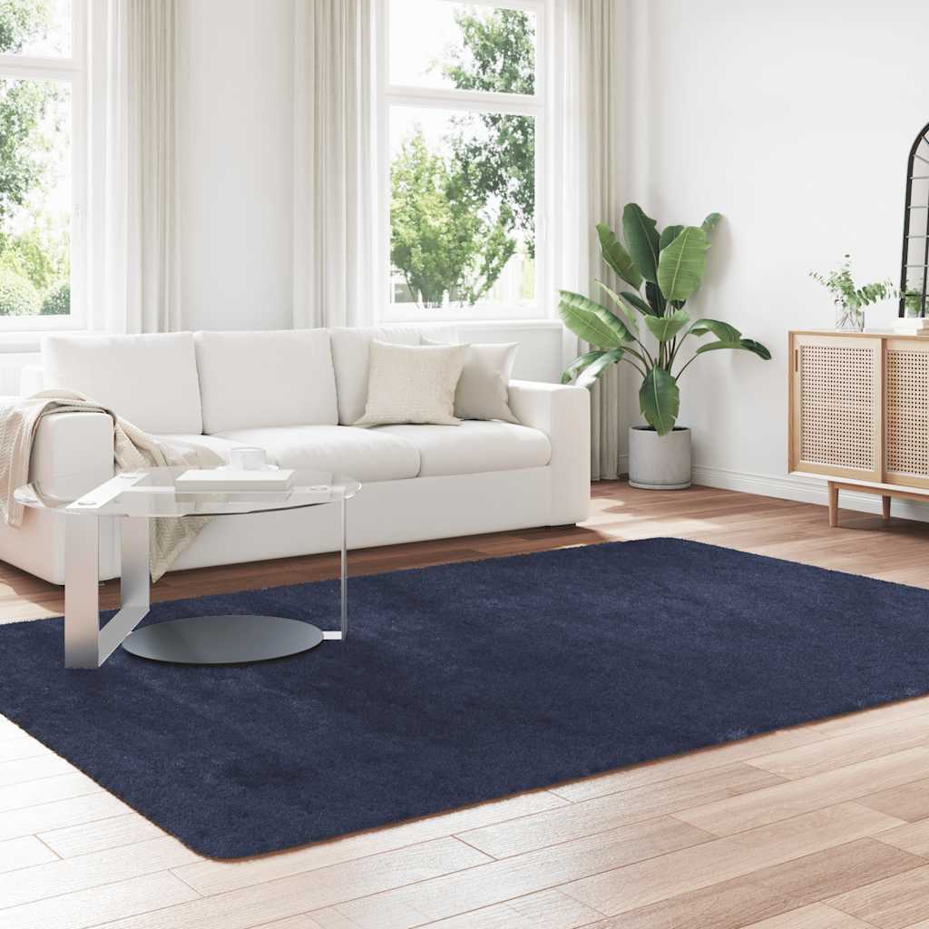 vidaXL Hoogpolig vloerkleed NAVARRA 200x290 cm polyester marineblauw afbeelding