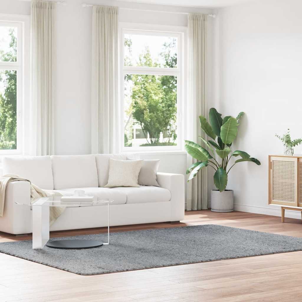 vidaXL Teppich Shaggy Hochflor NAVARRA Silbergrau 200x290 cm Polyester