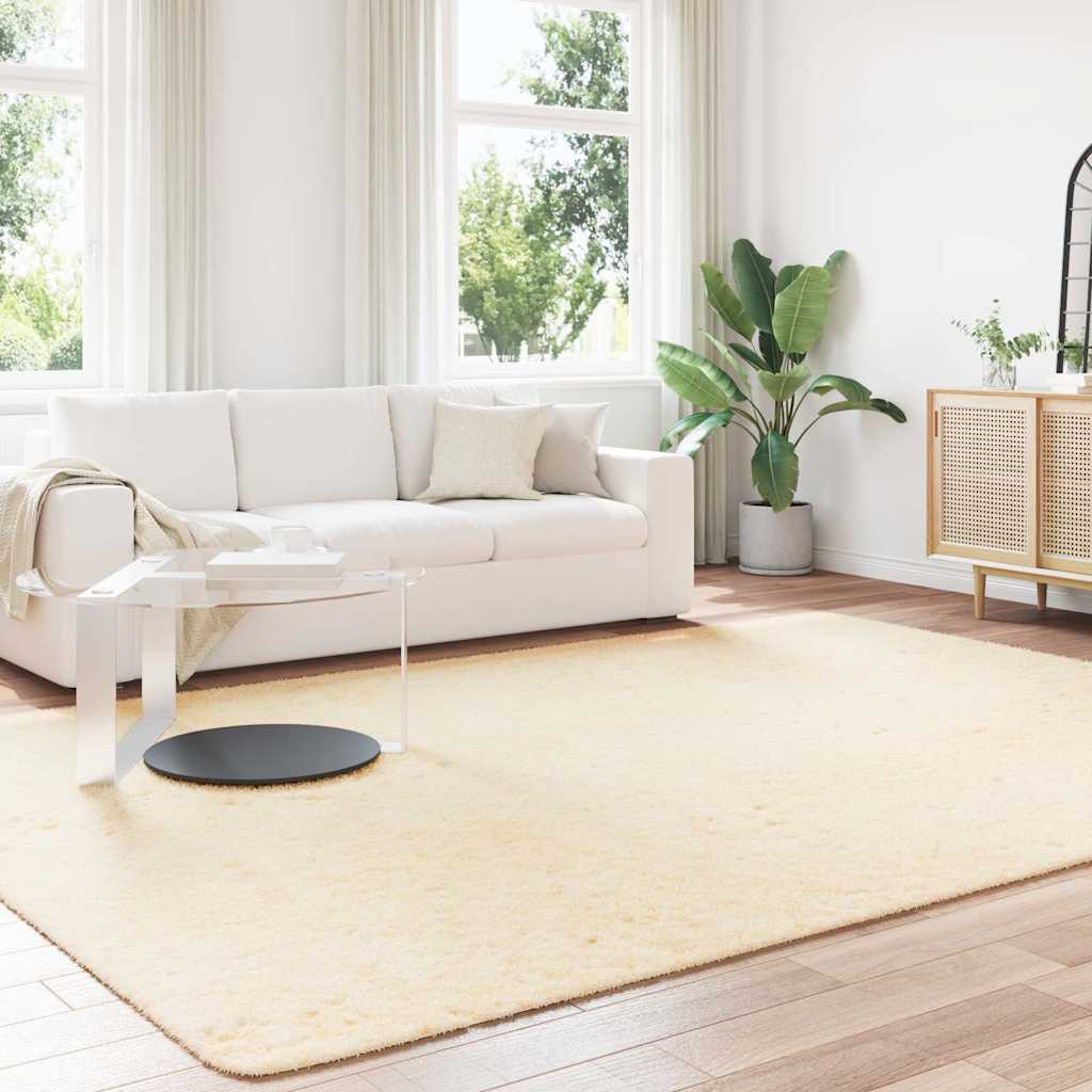vidaXL Hoogpolig vloerkleed NAVARRA 240x340 cm polyester crèmekleurig afbeelding