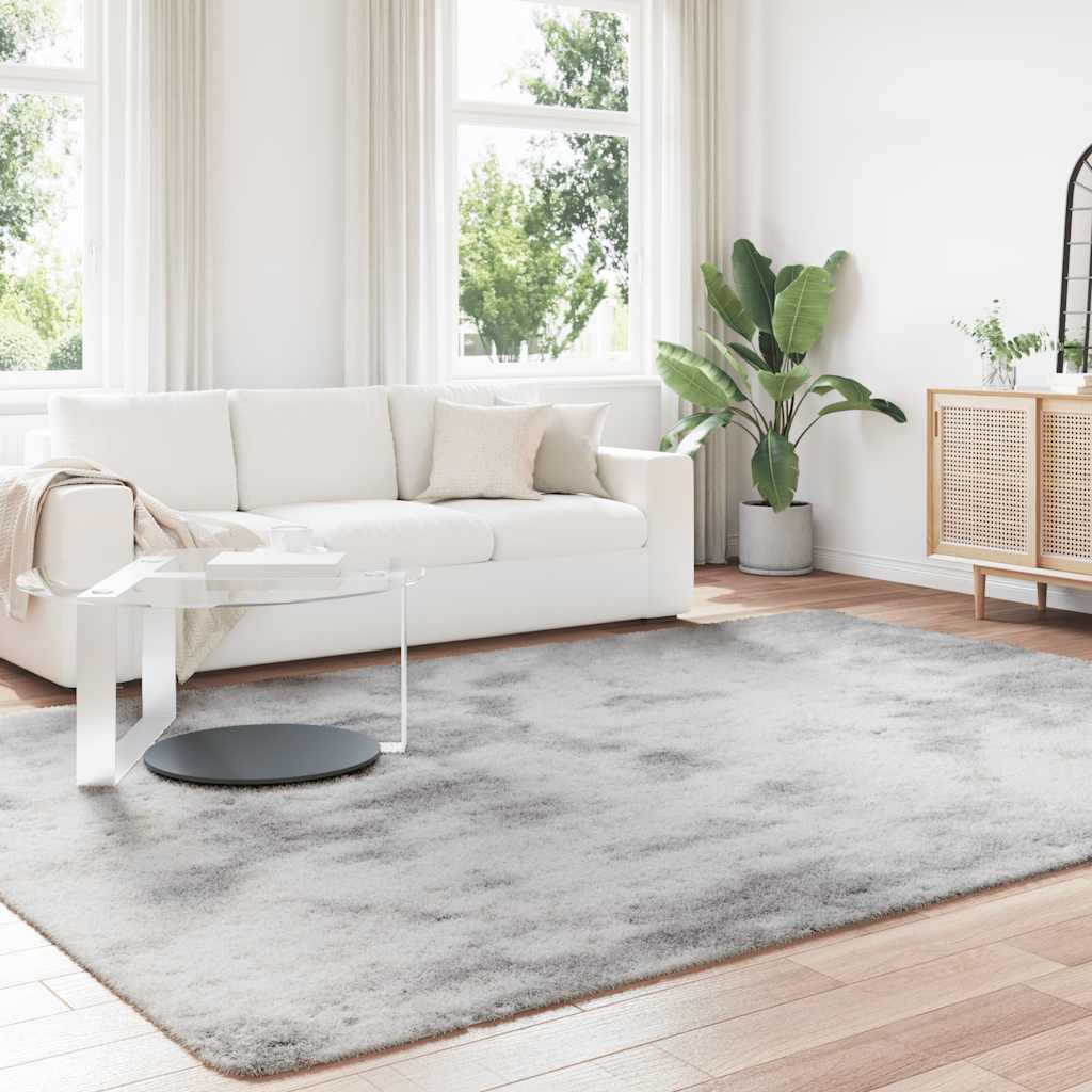 vidaXL Hoogpolig vloerkleed NAVARRA 240x340 cm polyester lichtgrijs afbeelding