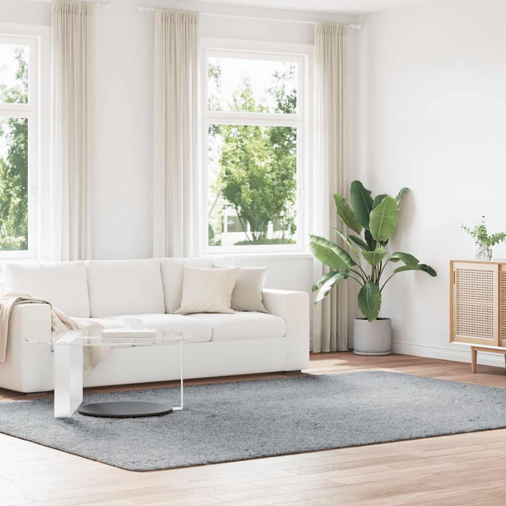 vidaXL Teppich Shaggy Hochflor NAVARRA Hellgrau 240x340 cm Polyester