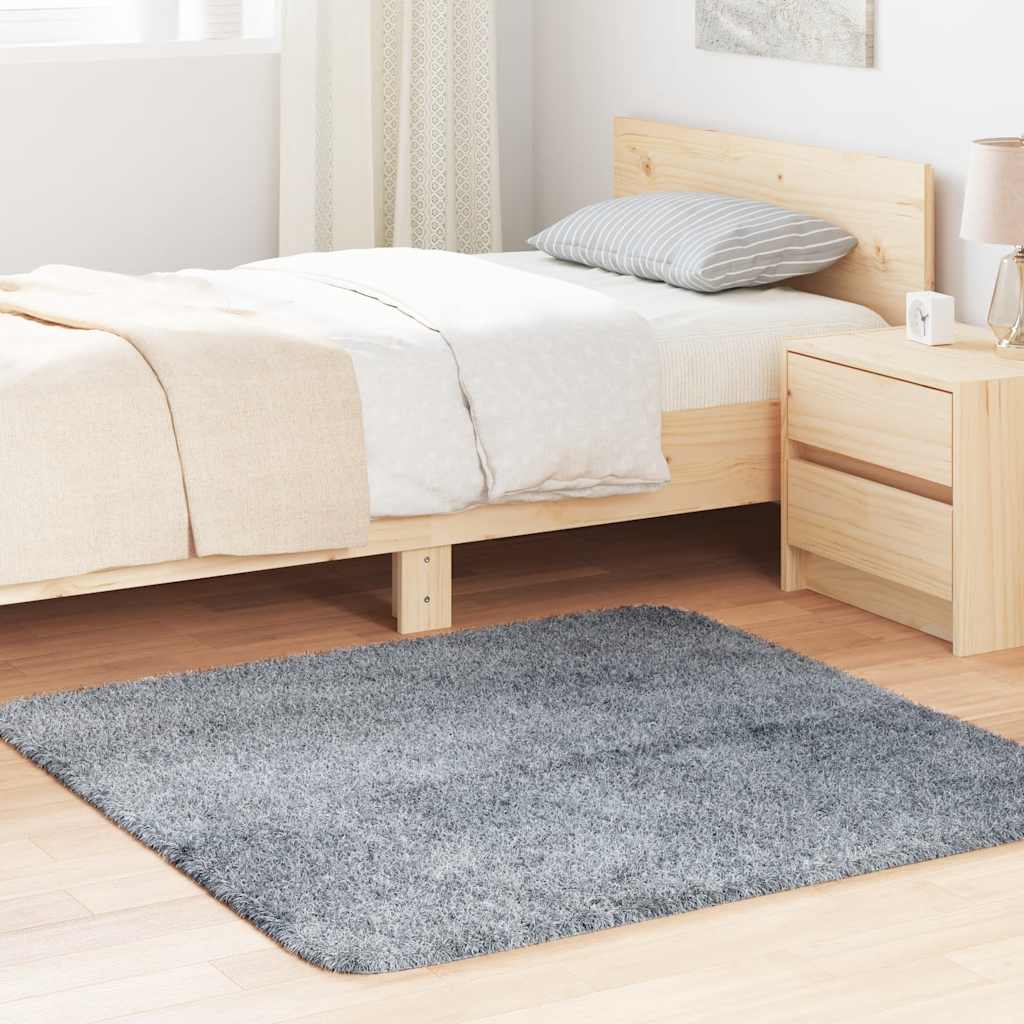 vidaXL Teppich Shaggy Hochflor NAVARRA Silbergrau 120x120 cm Polyester
