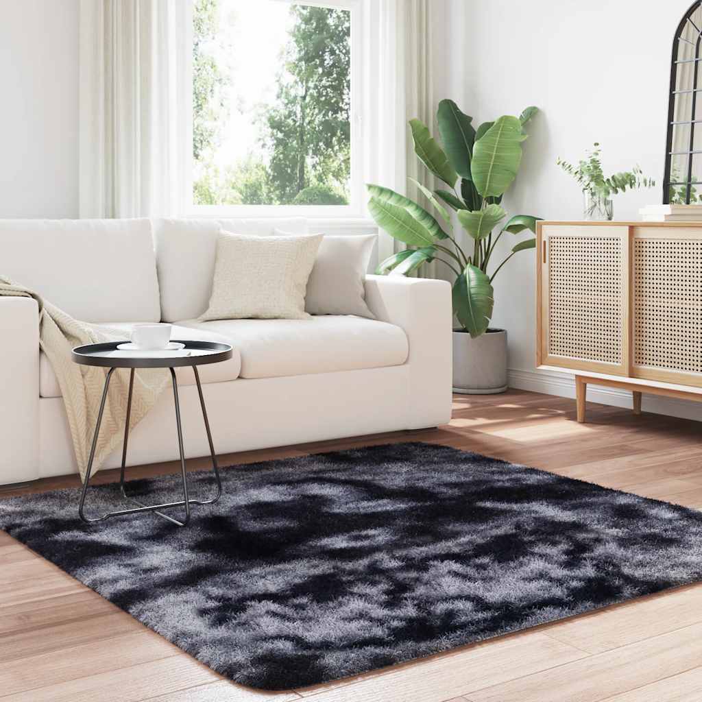 vidaXL Hoogpolig vloerkleed NAVARRA 160x160 cm polyester donkergrijs afbeelding
