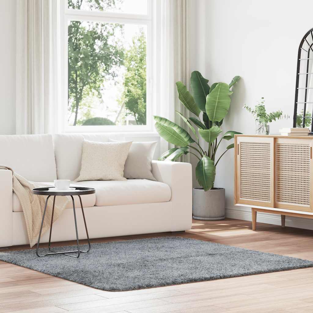vidaXL Covor shaggy cu pom înalt, NAVARRA, gri deschis, 160x160 cm