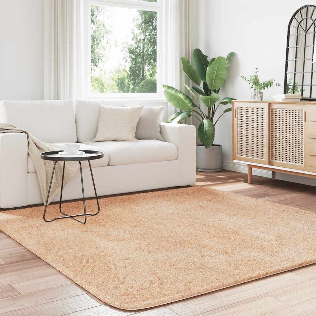vidaXL Hoogpolig vloerkleed NAVARRA 200x200 cm polyester beige afbeelding