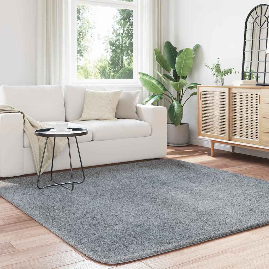 vidaXL Hoogpolig vloerkleed NAVARRA 200x200 cm polyester zilvergrijs afbeelding