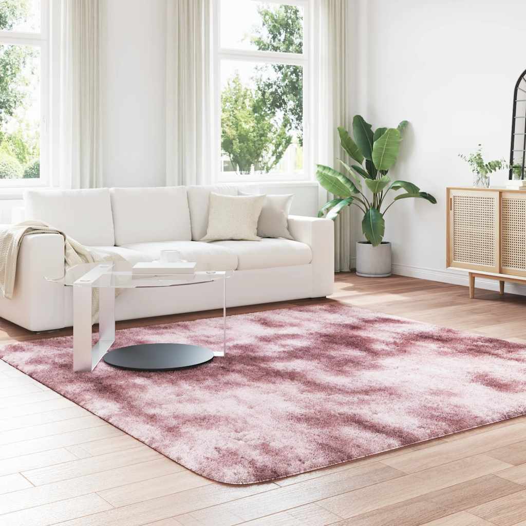 vidaXL Hoogpolig vloerkleed NAVARRA 240x240 cm polyester stoffig roze afbeelding