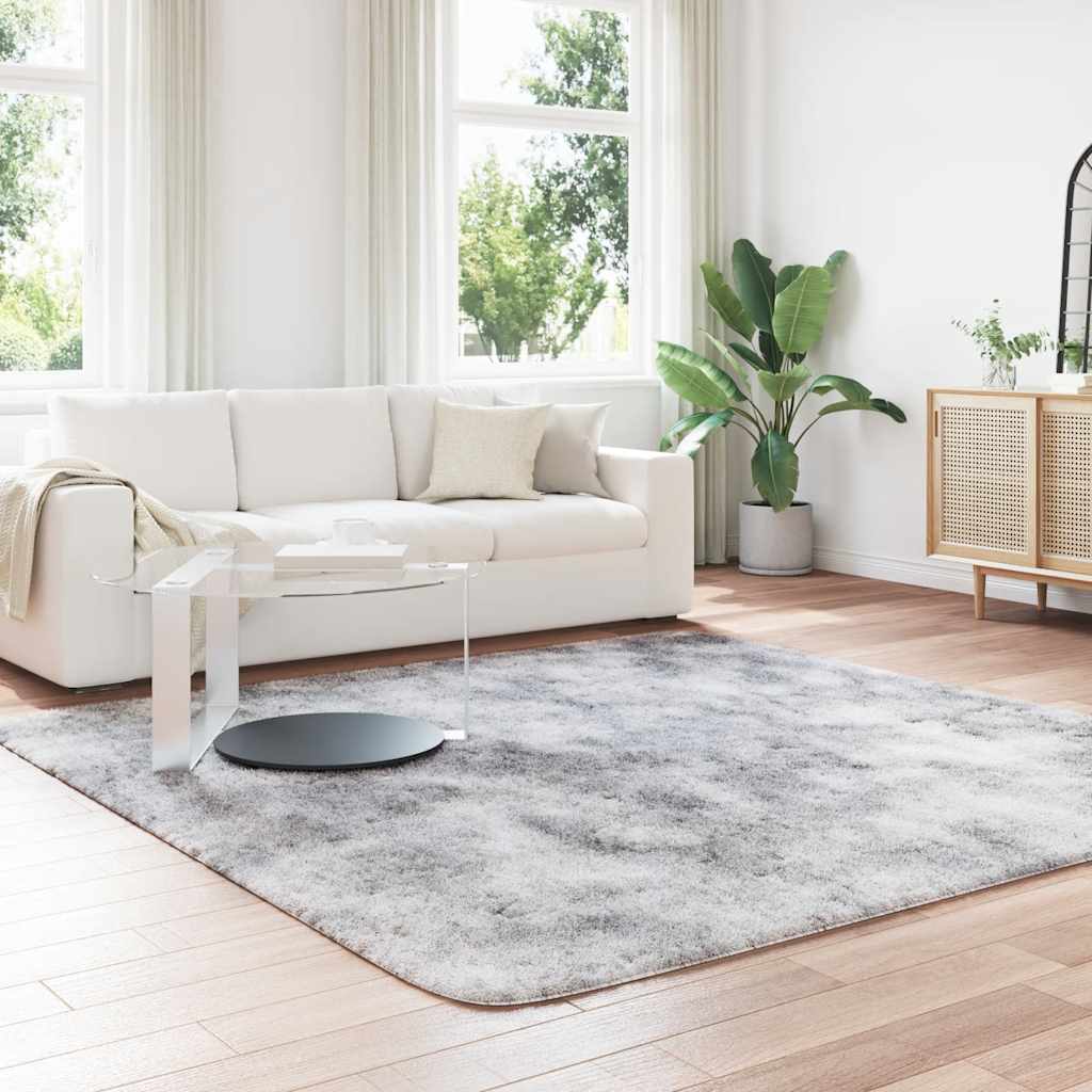 vidaXL Hoogpolig vloerkleed NAVARRA 240x240 cm polyester lichtgrijs afbeelding