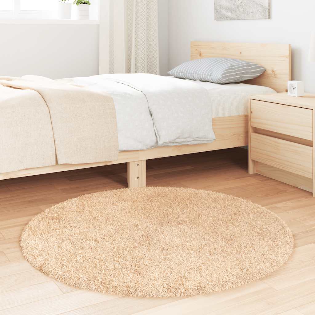 vidaXL Hoogpolig vloerkleed 100x100 cm polyester hoogpolig beige