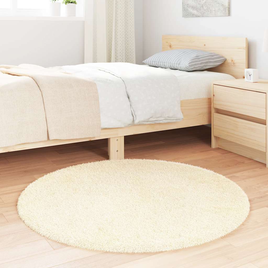 vidaXL Hoogpolig vloerkleed NAVARRA 100x100 cm polyester crèmekleurig afbeelding