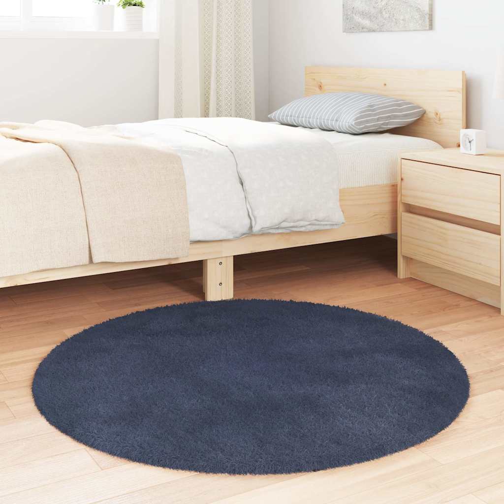 vidaXL Hoogpolig vloerkleed NAVARRA 100x100 cm polyester marineblauw afbeelding