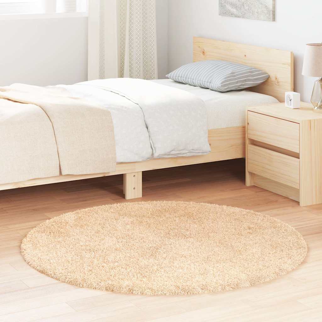 vidaXL Teppich Shaggy Hochflor Beige 120x120 cm Polyester