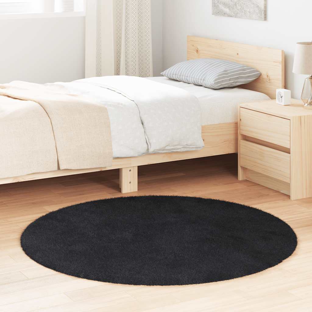 vidaXL Covor shaggy cu pom înalt, NAVARRA, negru, 120x120cm, poliester