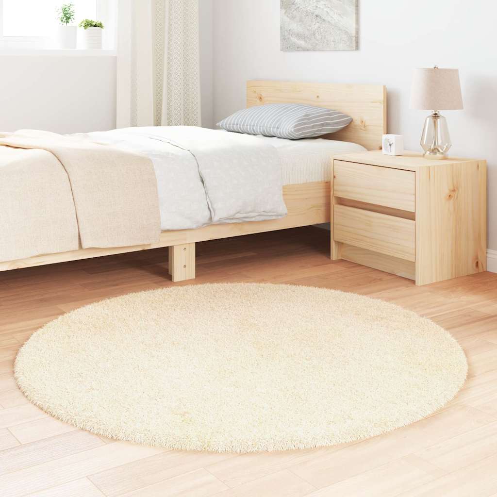 vidaXL Hoogpolig vloerkleed NAVARRA 120x120 cm polyester crèmekleurig afbeelding
