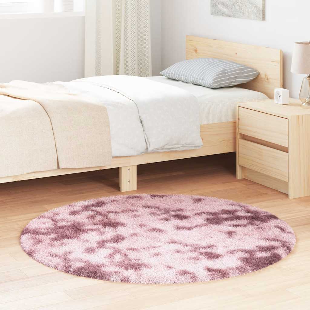 vidaXL Covor shaggy cu pom înalt, NAVARRA, roz praf, 120x120 cm