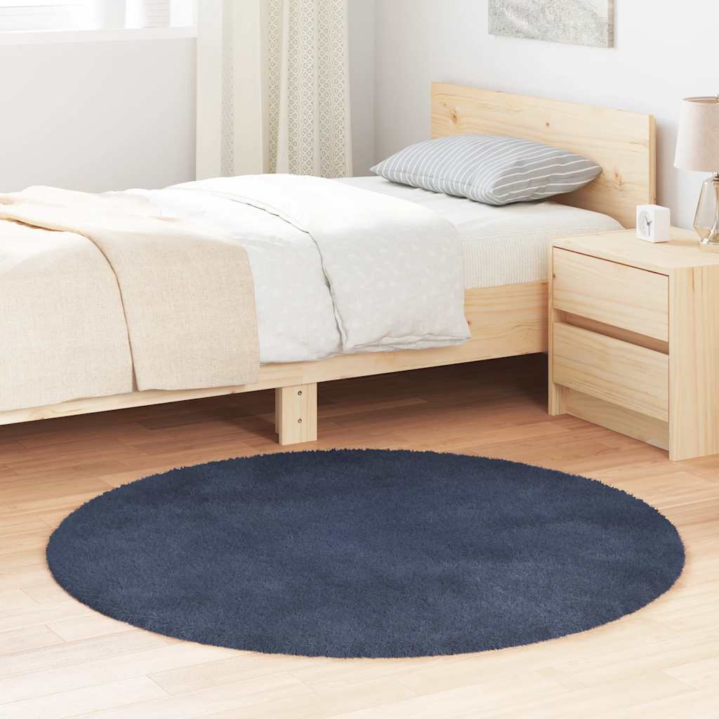 vidaXL Covor shaggy cu pom înalt, NAVARRA, bleumarin, 120x120 cm