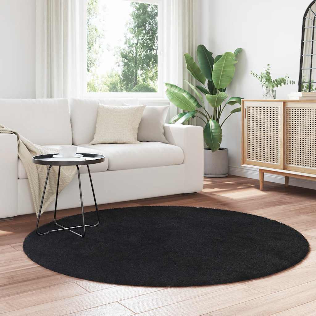 vidaXL Hoogpolig vloerkleed NAVARRA 160x160 cm polyester zwart afbeelding