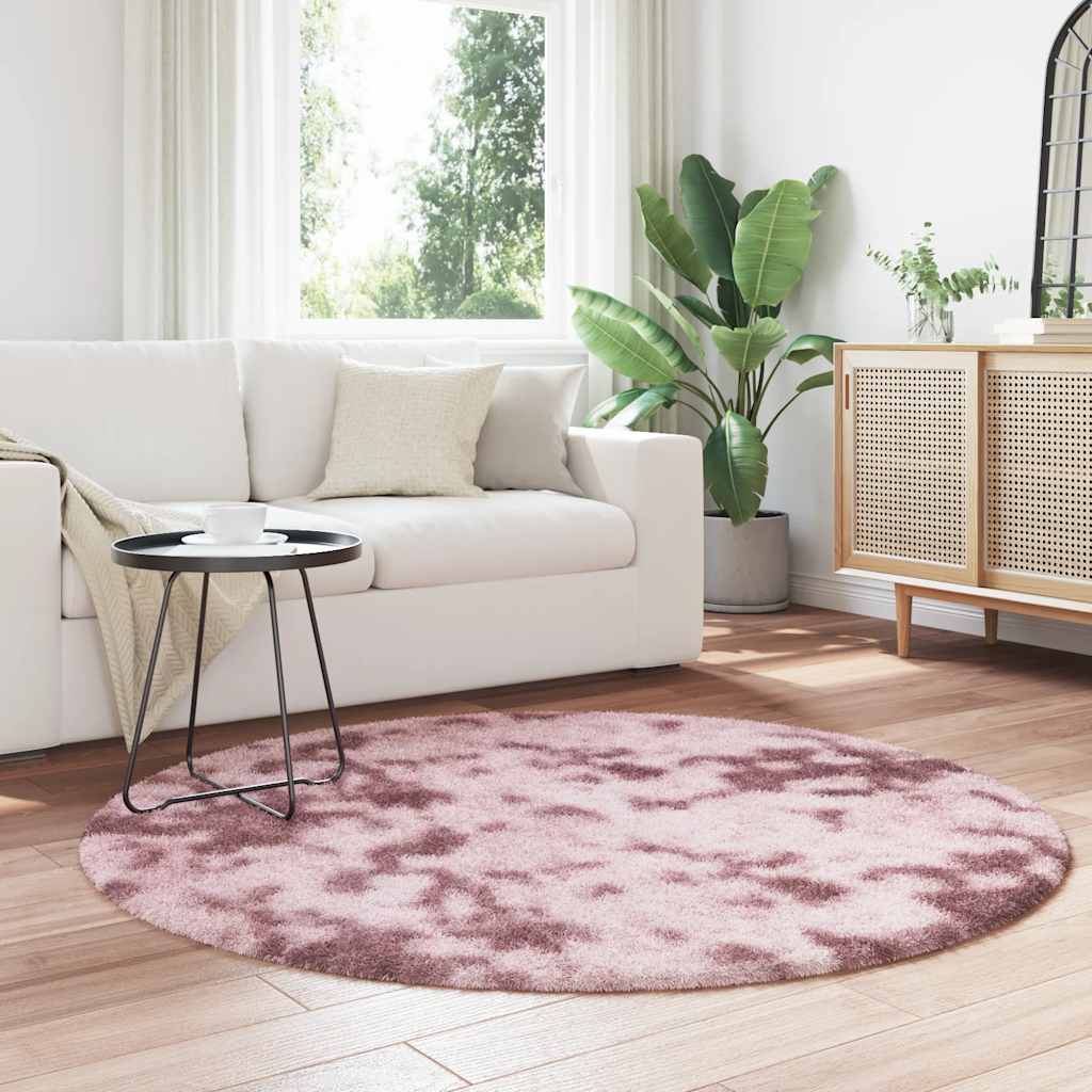 vidaXL Vloerkleed hoogpolig 160x160 cm polyester hoogpolig roze