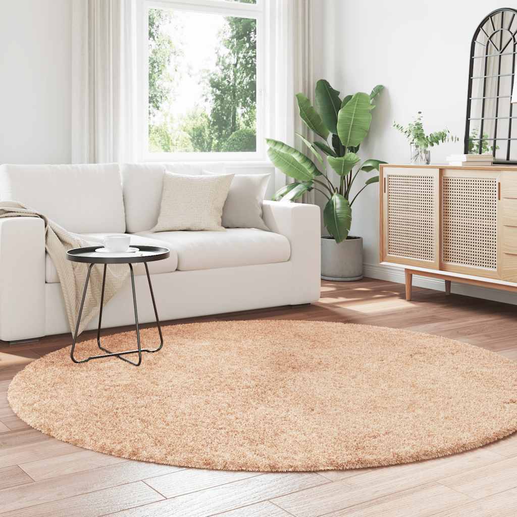 vidaXL Hoogpolig vloerkleed 200x200 cm polyester hoogpolig beige