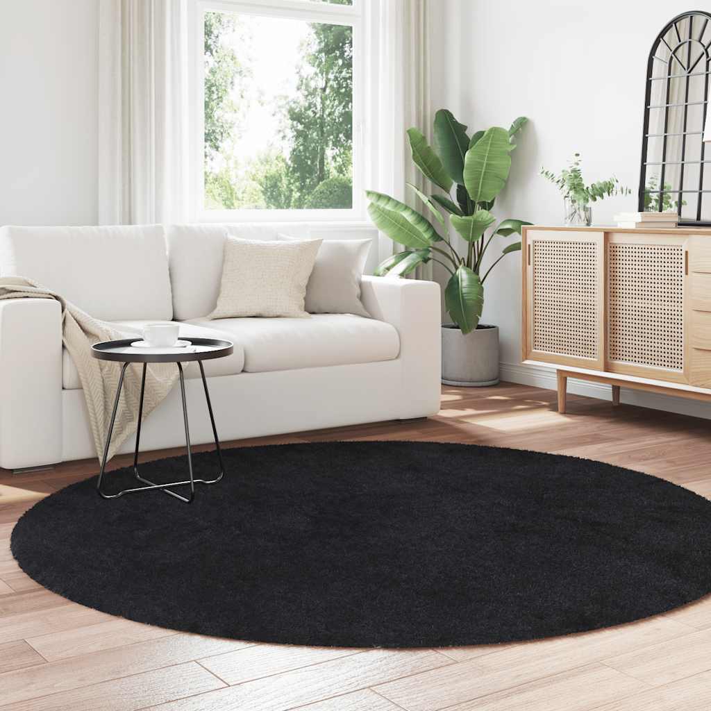 vidaXL Hoogpolig vloerkleed NAVARRA 200x200 cm polyester zwart afbeelding