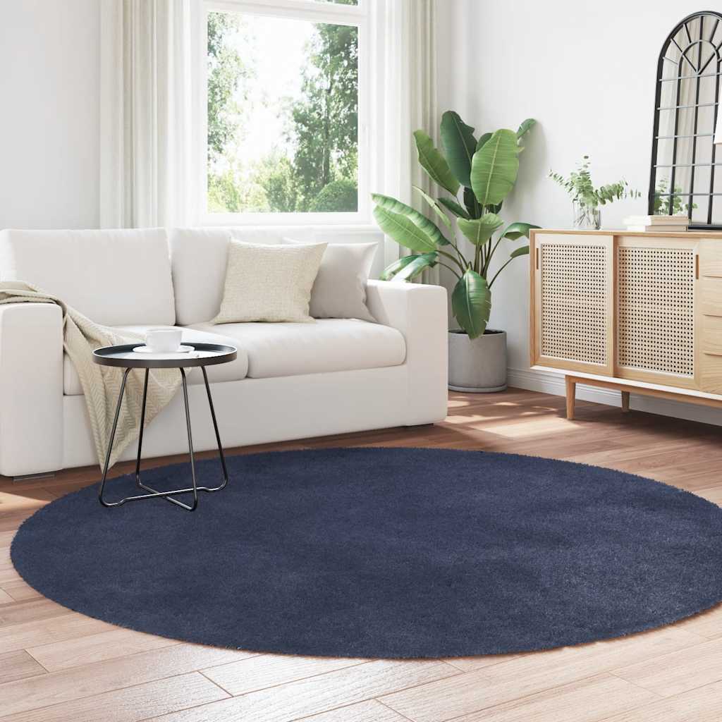vidaXL Hoogpolig vloerkleed NAVARRA 200x200 cm polyester marineblauw afbeelding