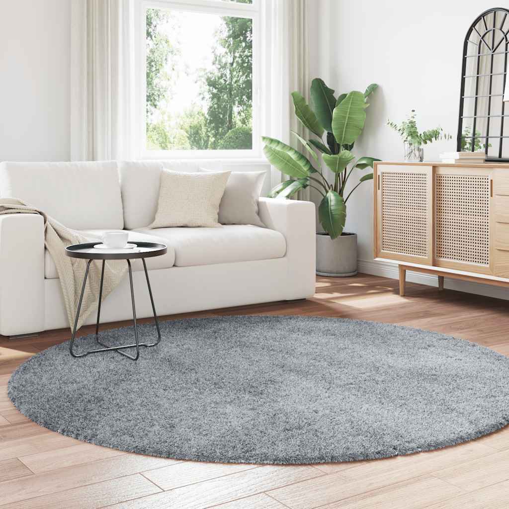 vidaXL Hoogpolig vloerkleed NAVARRA 200x200 cm polyester zilvergrijs afbeelding