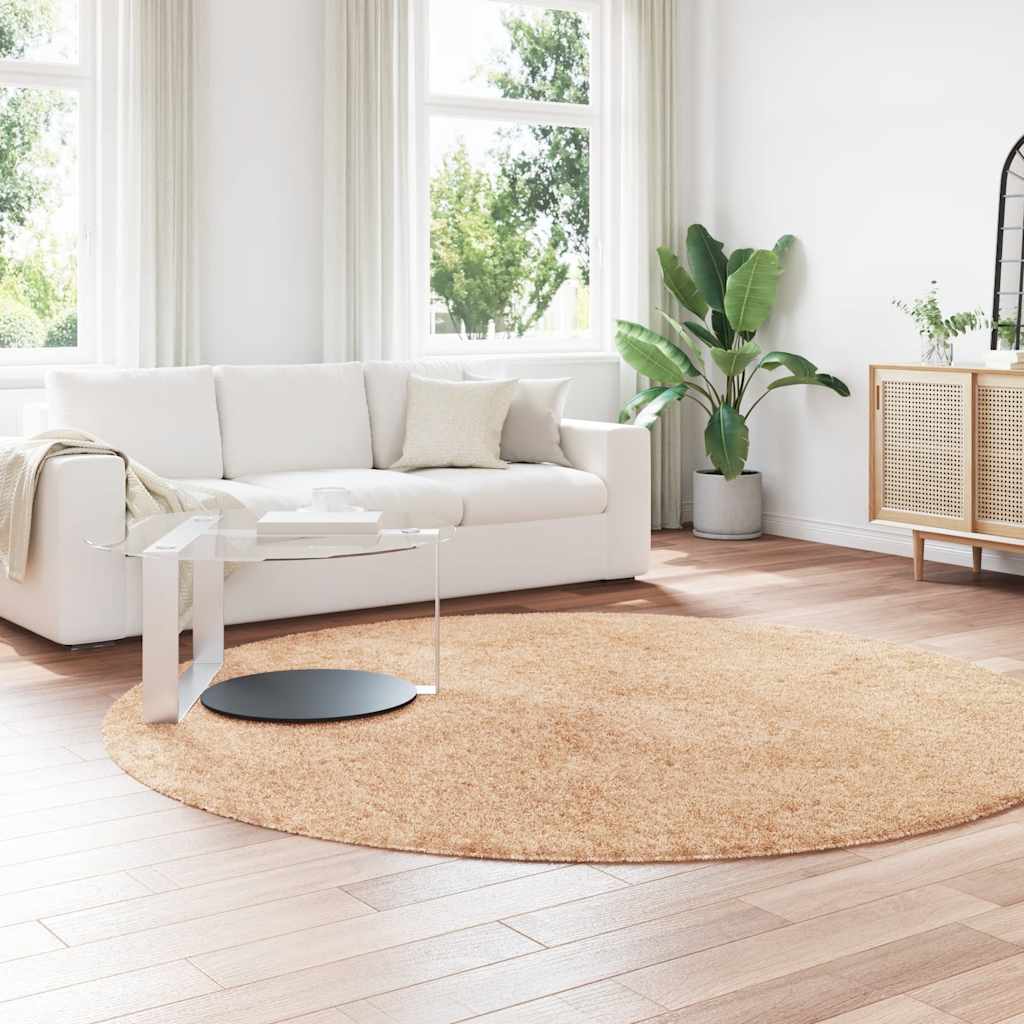 vidaXL Hoogpolig vloerkleed NAVARRA 240x240 cm polyester beige afbeelding