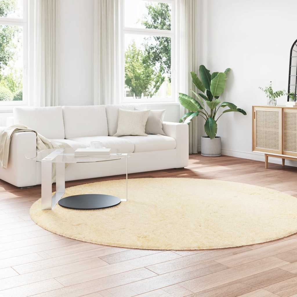 vidaXL Hoogpolig vloerkleed NAVARRA 240x240 cm polyester crèmekleurig afbeelding