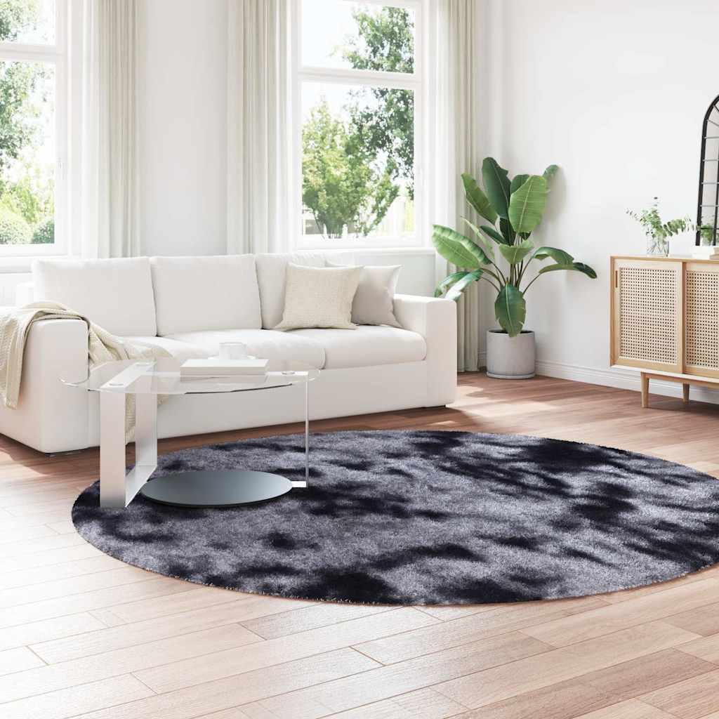 vidaXL Hoogpolig vloerkleed NAVARRA 240x240 cm polyester donkergrijs afbeelding