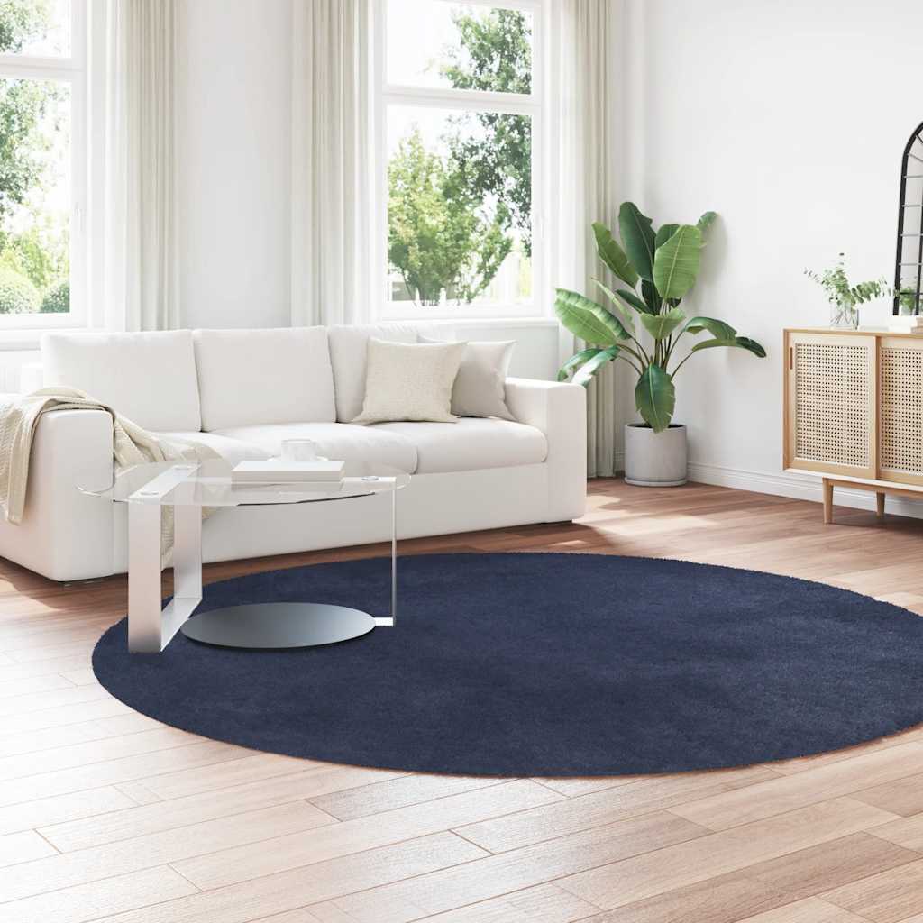 vidaXL Hoogpolig vloerkleed NAVARRA 240x240 cm polyester marineblauw afbeelding