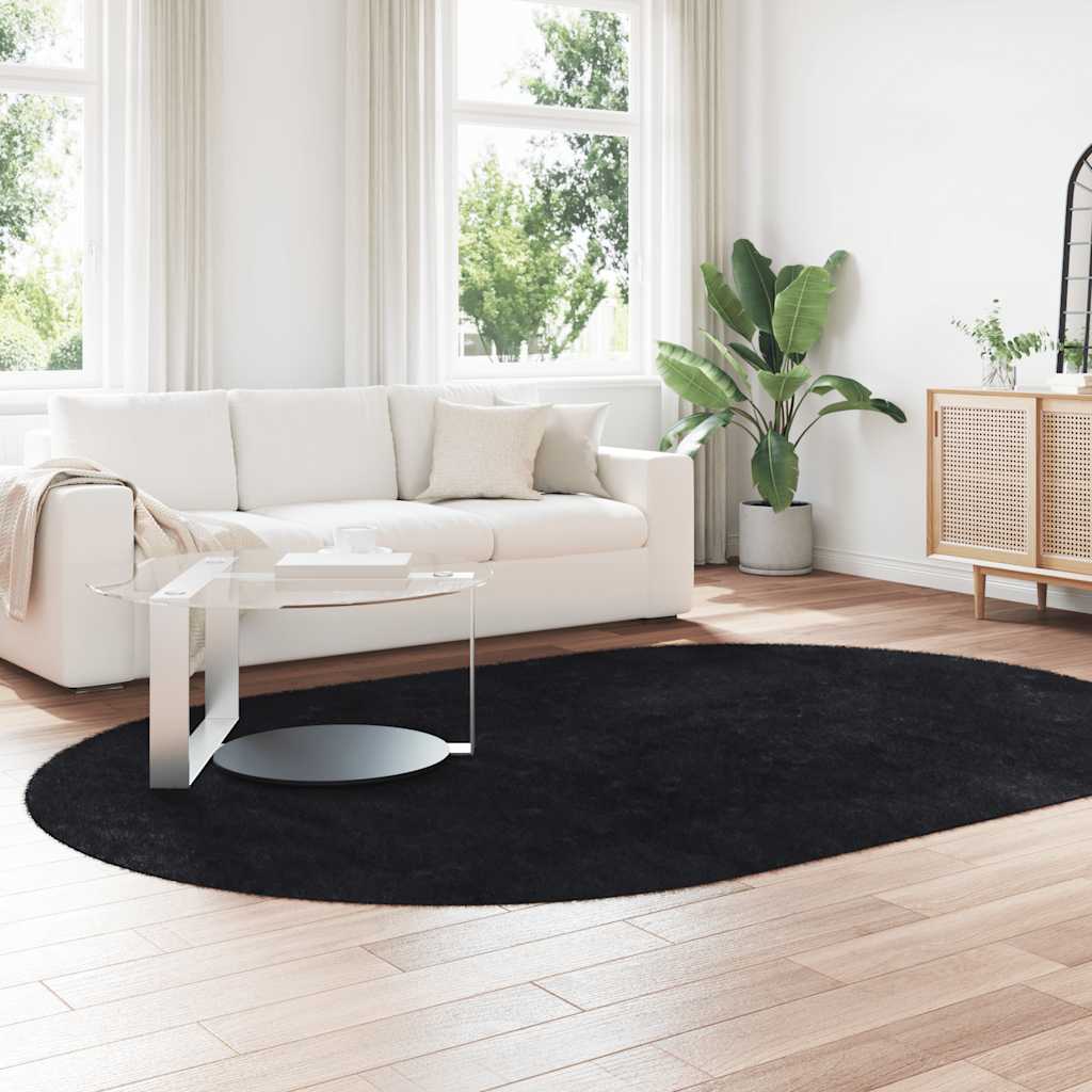 vidaXL Hoogpolig vloerkleed NAVARRA 300x200 cm polyester zwart afbeelding