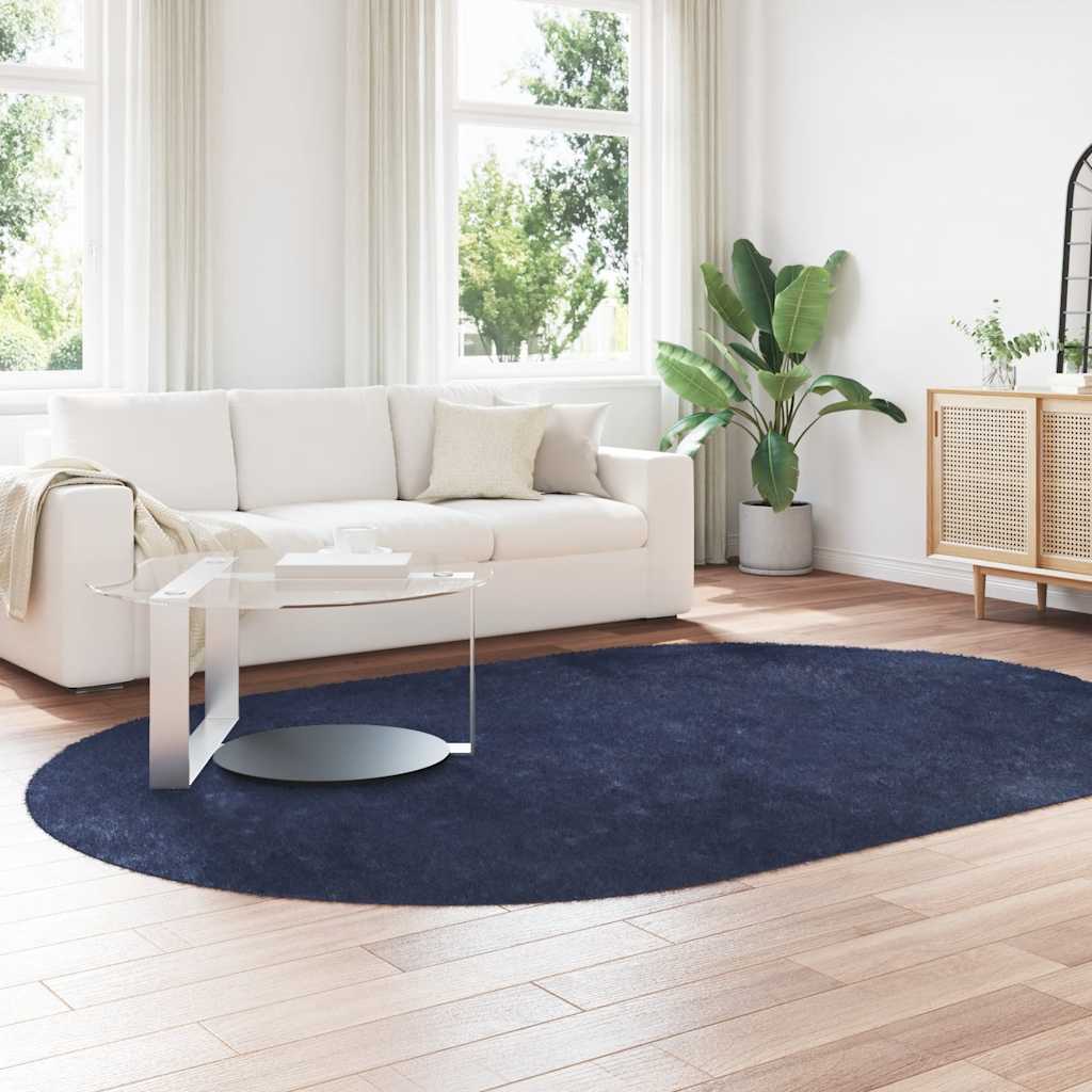 vidaXL Hoogpolig vloerkleed NAVARRA 300x200 cm polyester marineblauw afbeelding