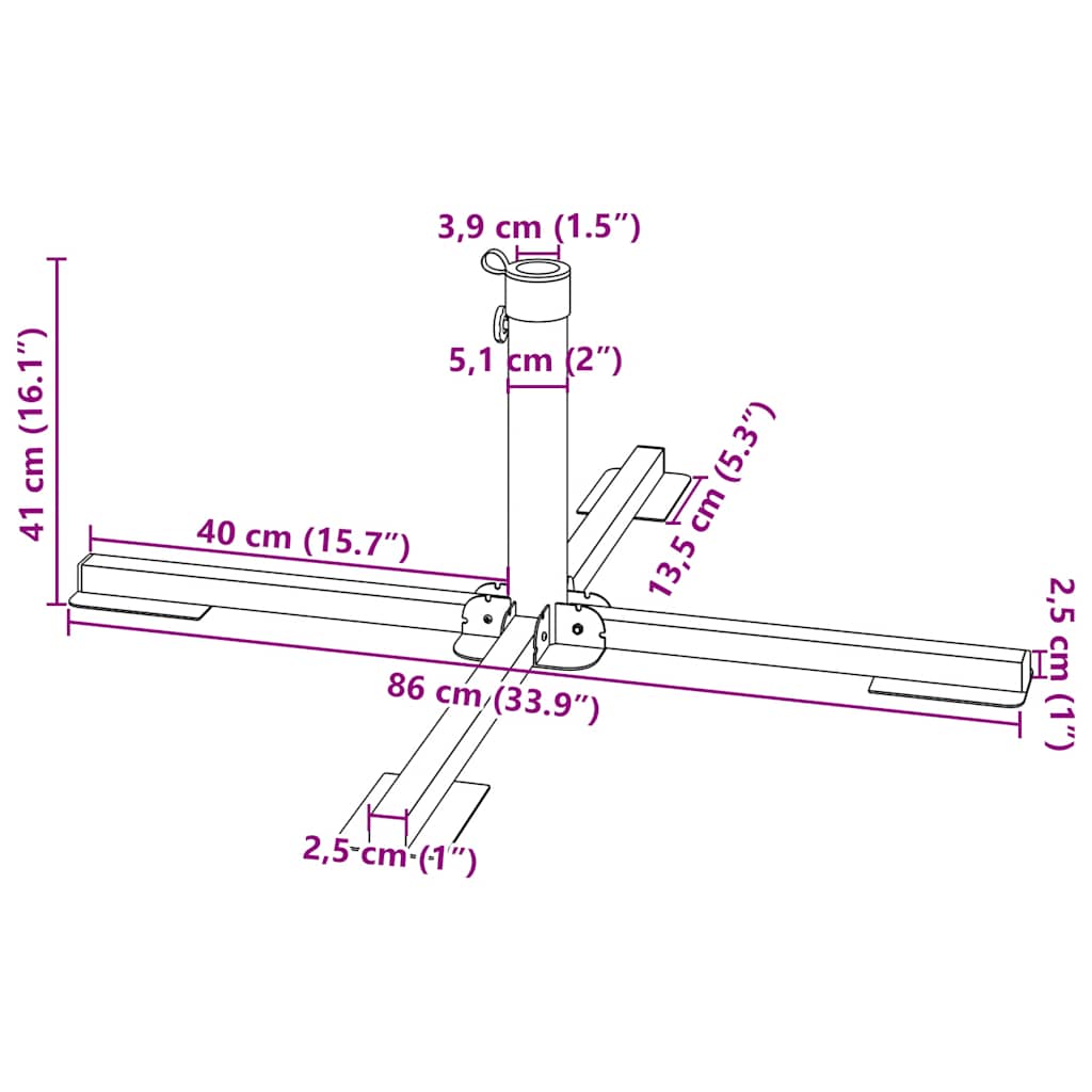 5-delige Set parasolvoeten voor in de tuin graniet en staal image 13