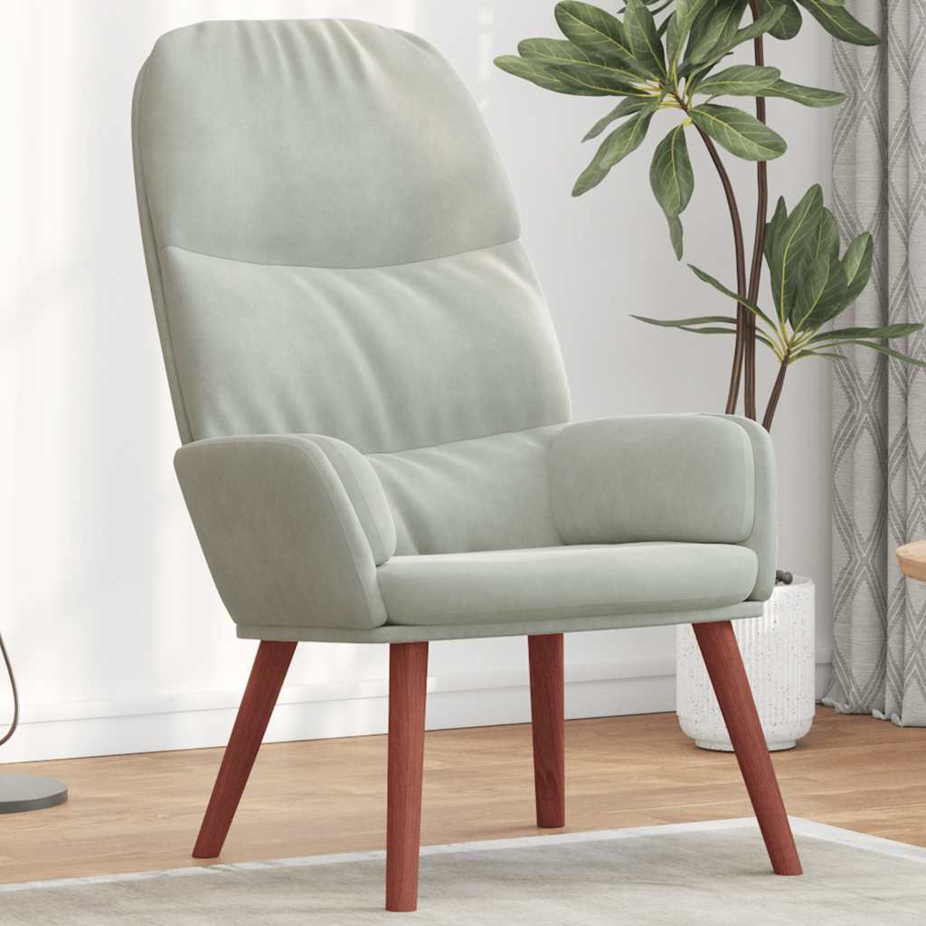 vidaXL Relaxstoel fluweel lichtgrijs afbeelding