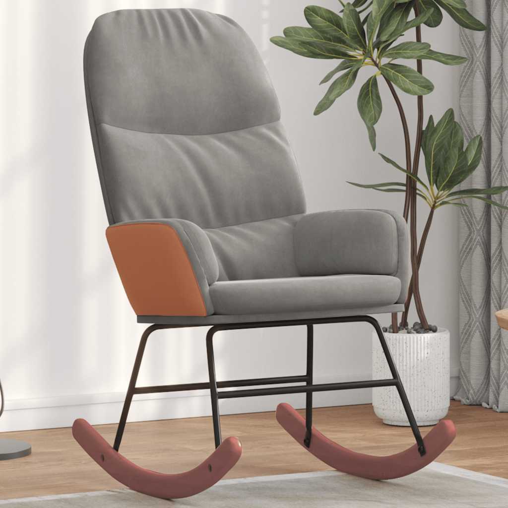 Thumbnail - vidaXL Schaukelstuhl Hellgrau Samt