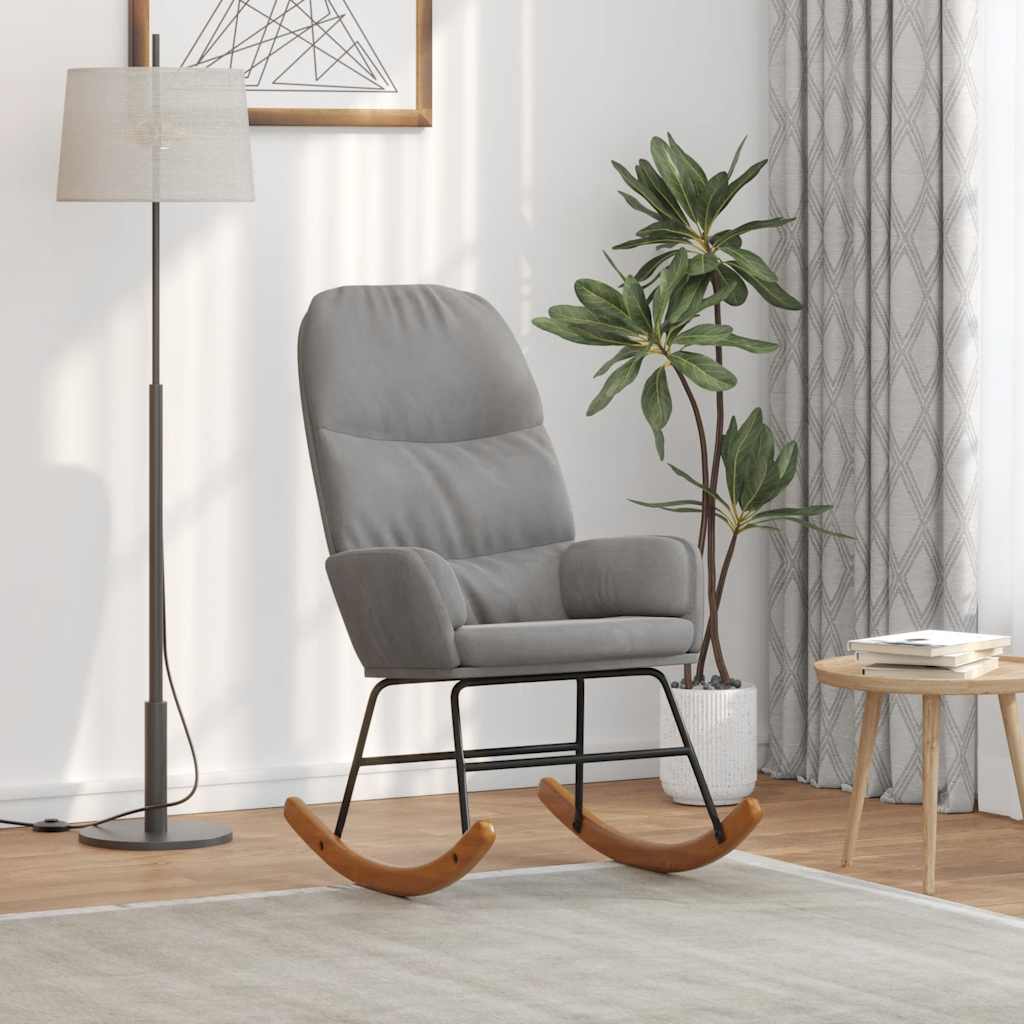 vidaXL Scaun balansoar, gri deschis, catifea