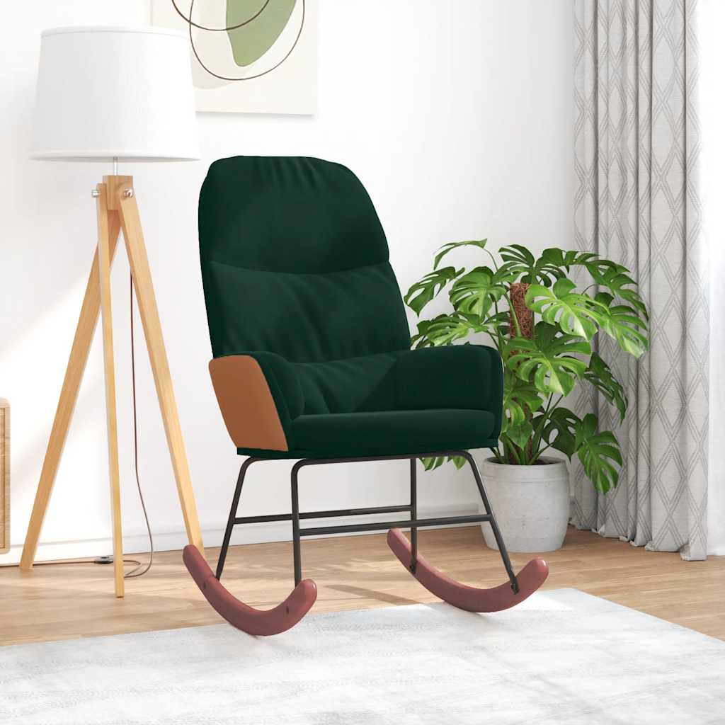vidaXL Schaukelstuhl Dunkelgrün Samt