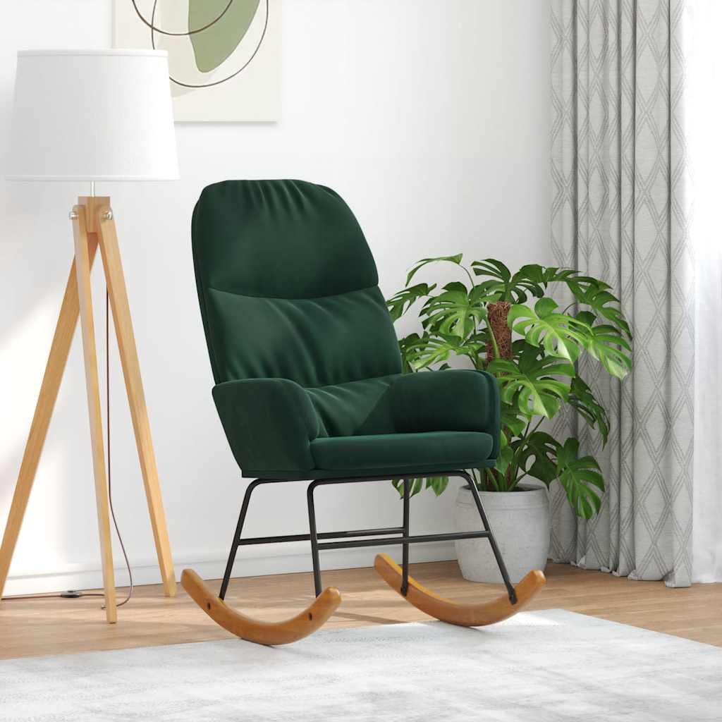 vidaXL Scaun balansoar, verde inchis, catifea