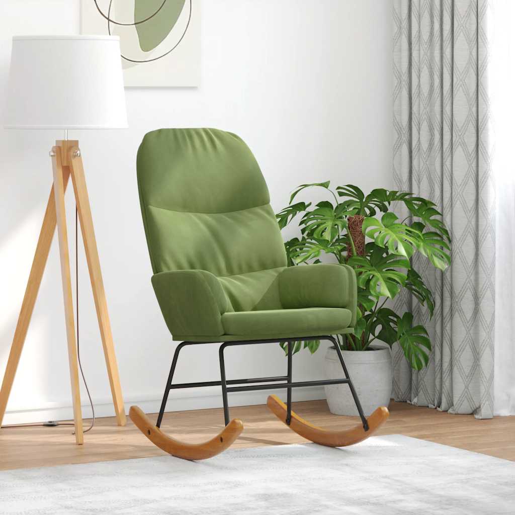 vidaXL Scaun balansoar, verde deschis, catifea