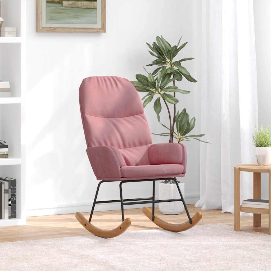 vidaXL Schaukelstuhl Rosa Samt