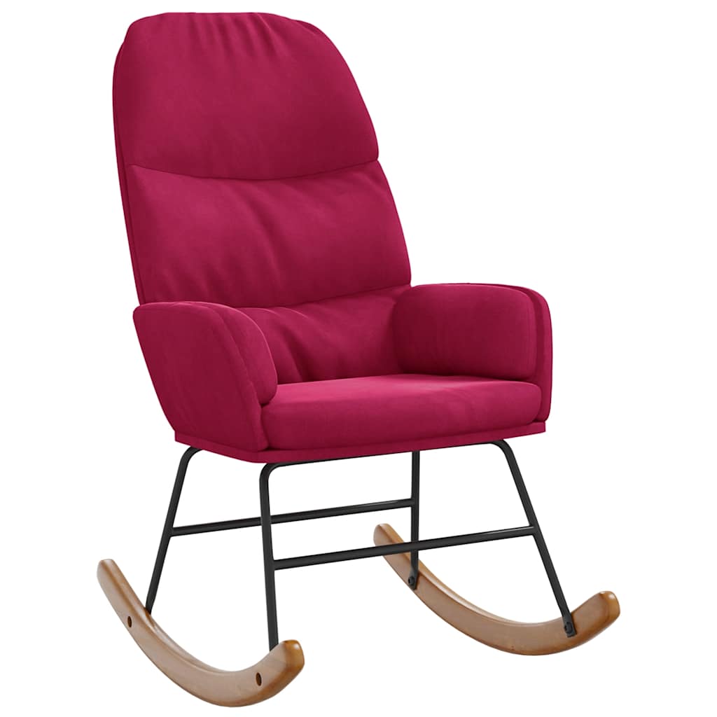 vidaXL Houpací křeslo vínové samet