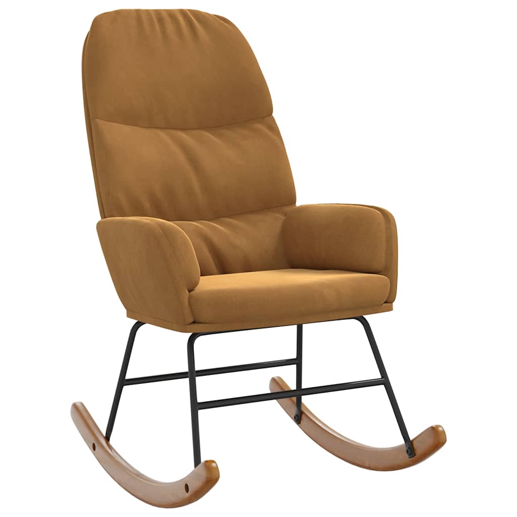 Thumbnail - vidaXL Schaukelstuhl Braun Samt