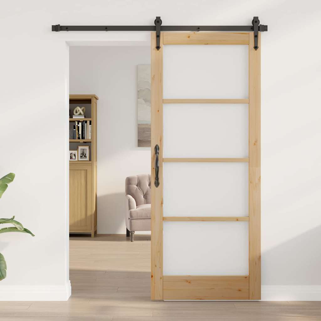 Indvendig Dør med Glas "ORKDAL" 83x202x4 cm Massivt Fyrretræ
