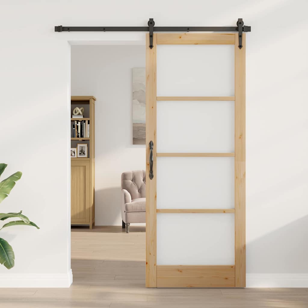 Indvendig Dør med Glas "ORKDAL" 83x211x4 cm Massivt Fyrretræ